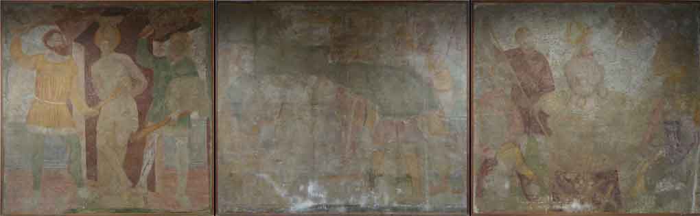 Gli affreschi dell'Ospizio Sant'Erasmo sulla facciata frontale
